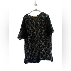 Vintage Gold Label Victoria’s Secret Sz Med Black Lace Sheer Top Festival Boho